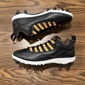 Size 7.5 Nike Jordan 10 TD Low Black Gold Football Cleats CQ2072-007 NEW
